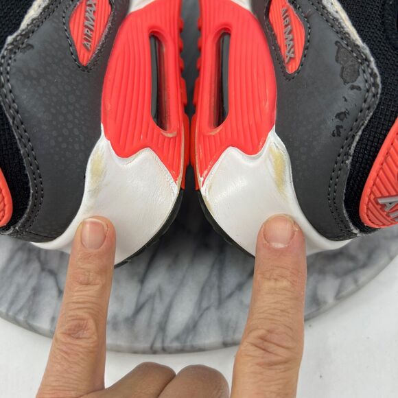 Nike Womens 8 Air Max 90 Essential 2013 Shoes Black Infrared Sneaker 537384-006 - Picture 8 of 14